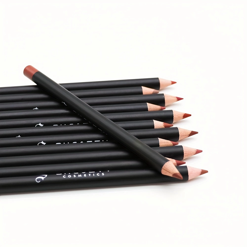 12 Color Matte Lipstick Pen Lip Liner Set