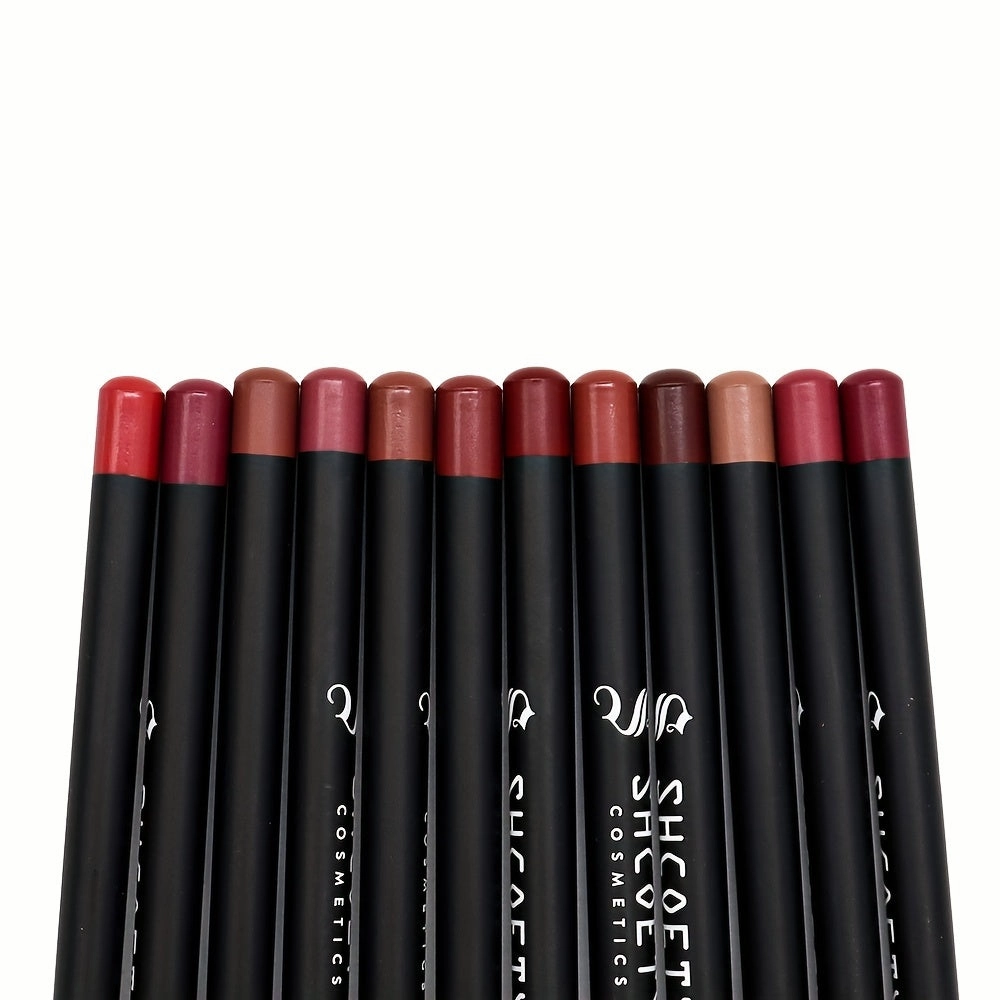 12 Color Matte Lipstick Pen Lip Liner Set