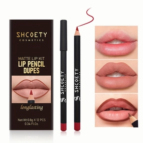 12 Color Matte Lipstick Pen Lip Liner Set