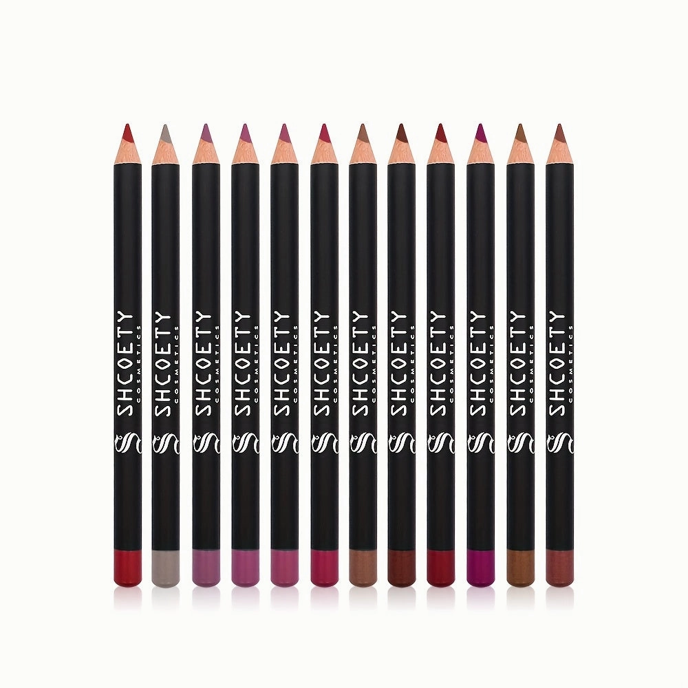 12 Color Matte Lipstick Pen Lip Liner Set