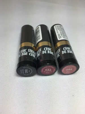 (3) Revlon 044/046/043 Super Lustrous Creme Lipstick Street Chic Plum Red Bare