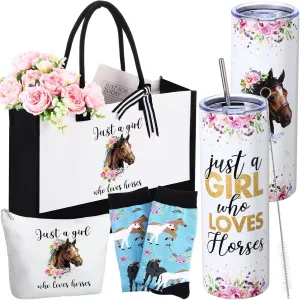 4 Pcs Graduation Animal Gifts Set 20 oz Pig Horse Frog Sloth Tumbler Animal Lover Socks Tote Bag Makeup Bag