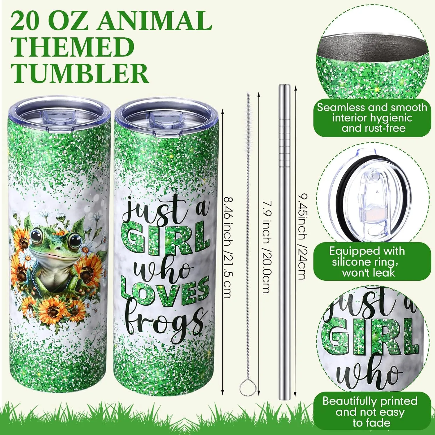 4 Pcs Graduation Animal Gifts Set 20 oz Pig Horse Frog Sloth Tumbler Animal Lover Socks Tote Bag Makeup Bag