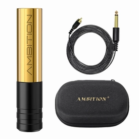 Ambition Rotary Tattoo Machine Permanent Makeup Tattoo Gun with Coreless Motor Slim Short Cartridges Tattoo Pen with RCA Cord for Eyebrow Eyeliner Lip