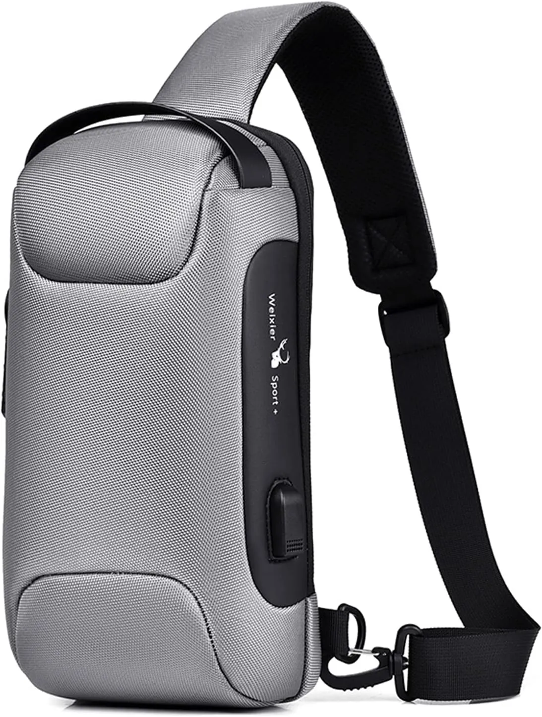 Anti-Theft Sling Bag Chest Shoulder Backpack Crossbody Bags for Men Women Cover Pack Hiking Small Rucksack with USB Charging Port for Business Travel Hiking Bicycle Sport Gym Pack Gray