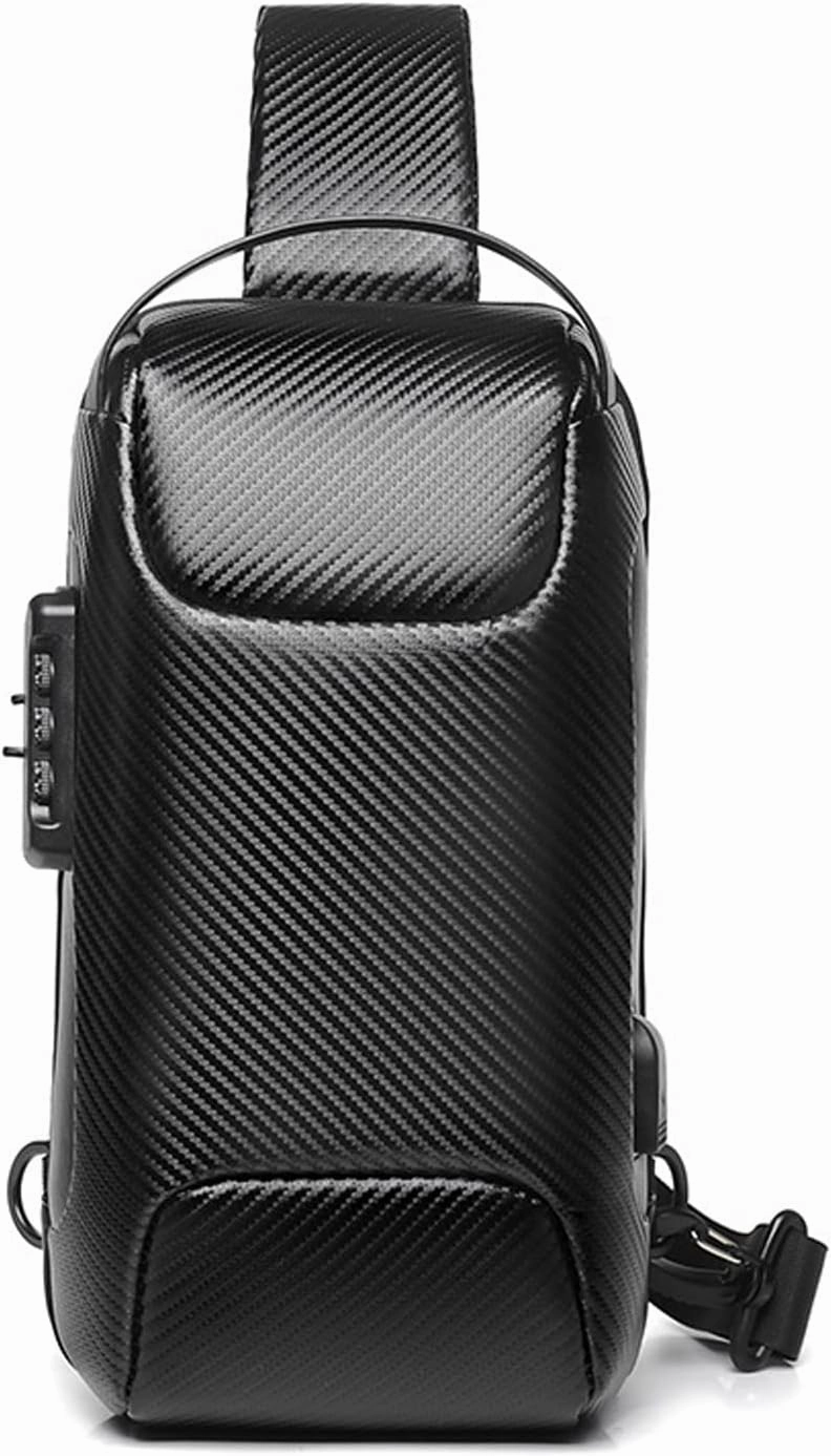 Anti-theft Sling Bag Business Men Bag Chest Crossbody bags with USB Charging Port Waterproof Small Backpack for Outdoor Work Hiking Running Sport Travel Bag Sports Car Styling Black A