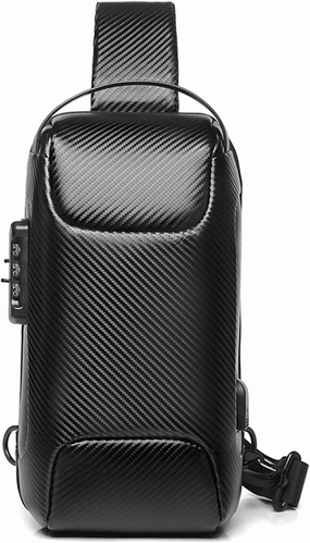 Anti-theft Sling Bag Business Men Bag Chest Crossbody bags with USB Charging Port Waterproof Small Backpack for Outdoor Work Hiking Running Sport Travel Bag Sports Car Styling Black A