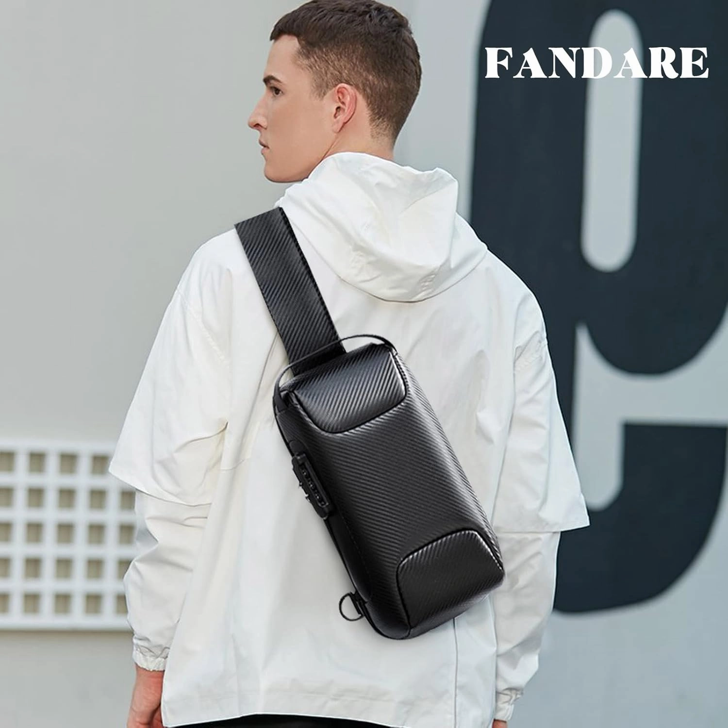 Anti-theft Sling Bag Business Men Bag Chest Crossbody bags with USB Charging Port Waterproof Small Backpack for Outdoor Work Hiking Running Sport Travel Bag Sports Car Styling Black A