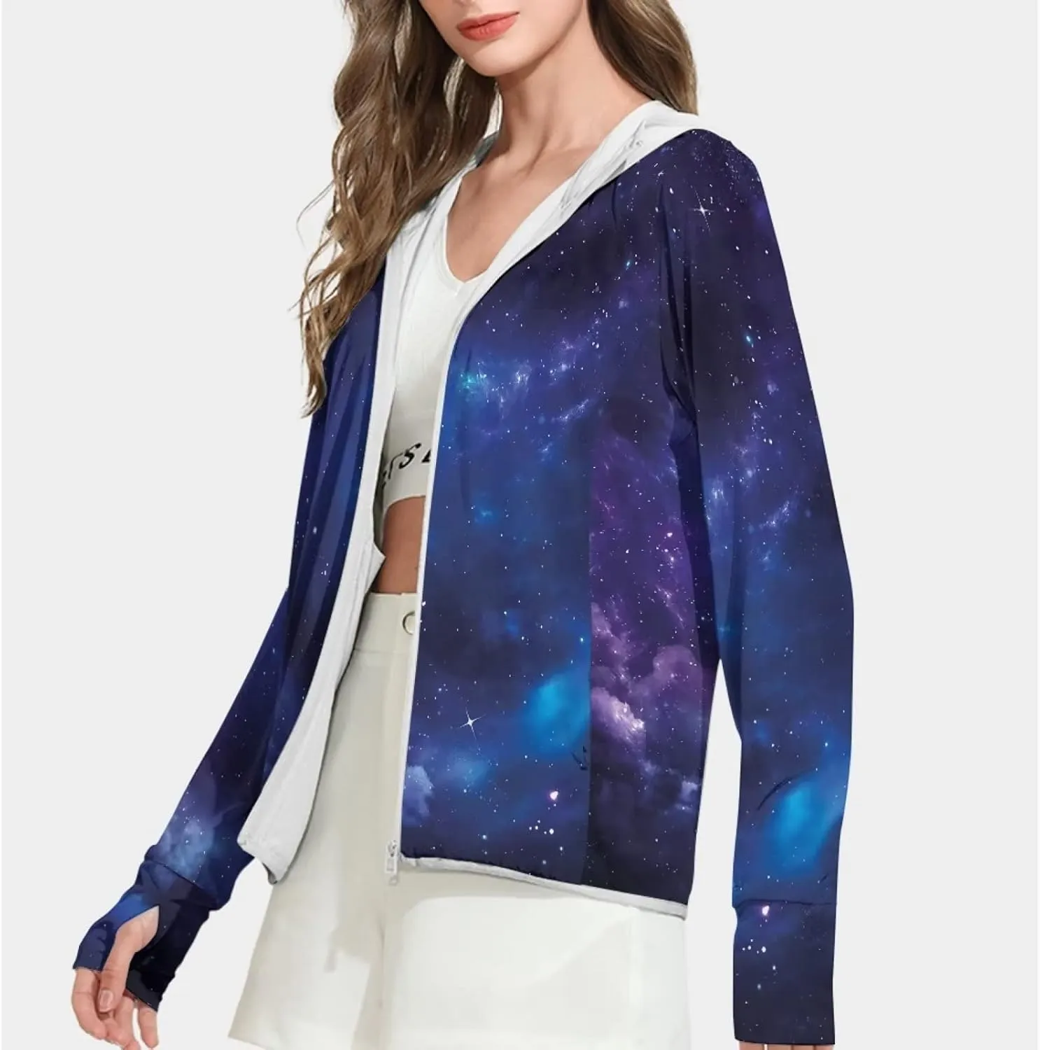 Belidome Long Sleeve Sun Shirt Women UV Protection Hoodie Summer Outdoor Athletic Jacket with Pockets Thumb Holes S-2XL