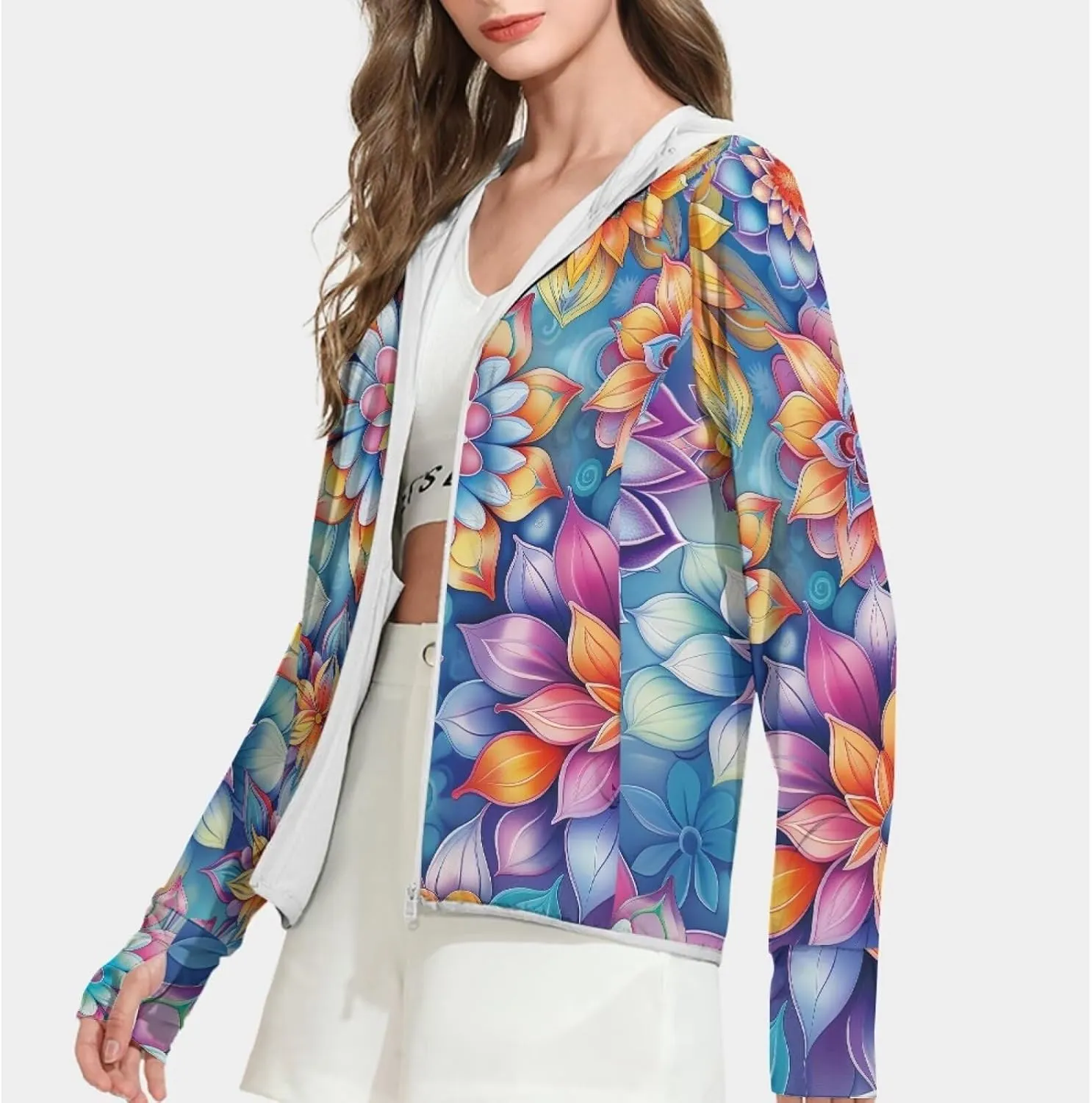 Belidome Long Sleeve Sun Shirt Women UV Protection Hoodie Summer Outdoor Athletic Jacket with Pockets Thumb Holes S-2XL