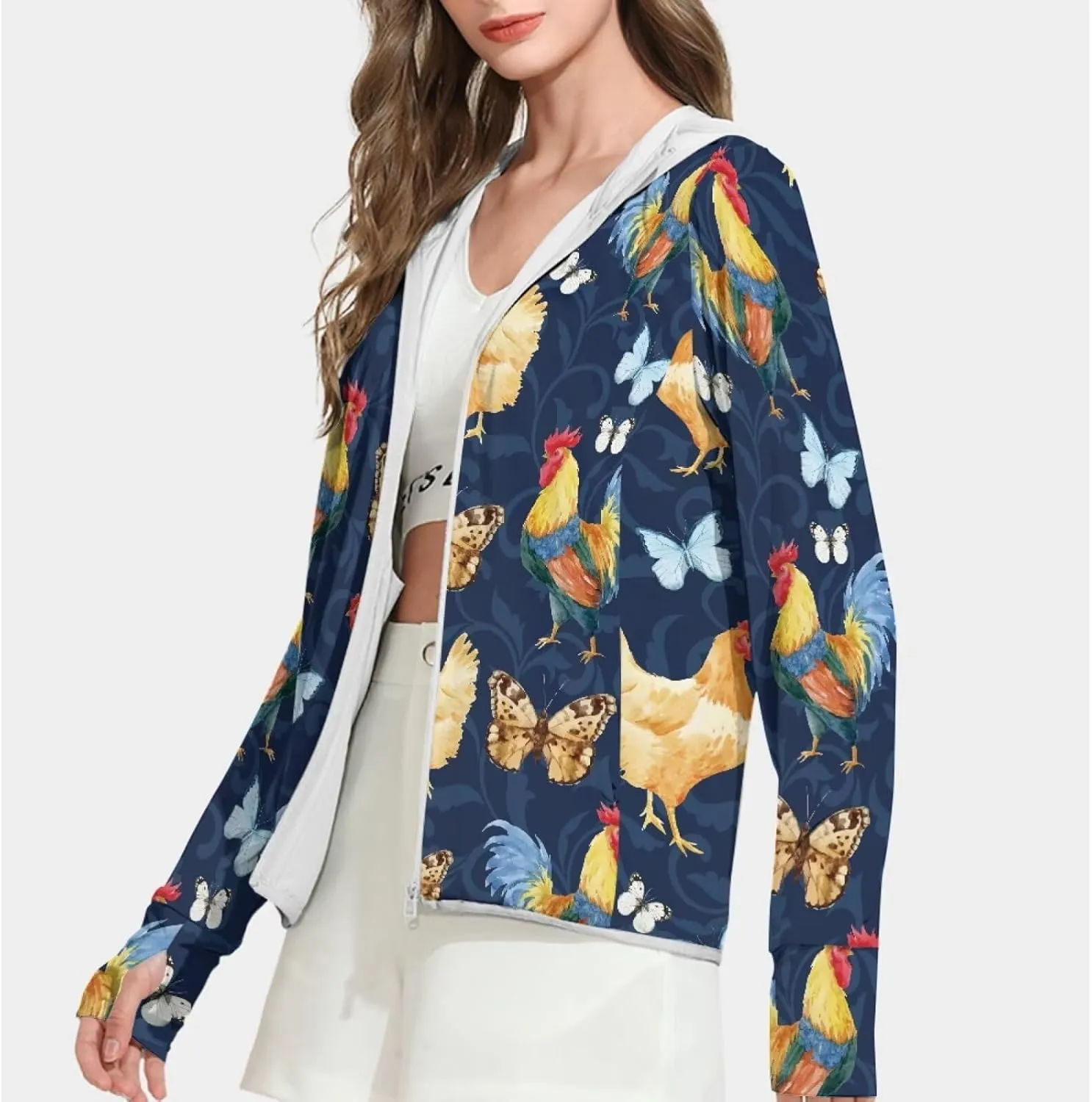 Belidome Long Sleeve Sun Shirt Women UV Protection Hoodie Summer Outdoor Athletic Jacket with Pockets Thumb Holes S-2XL