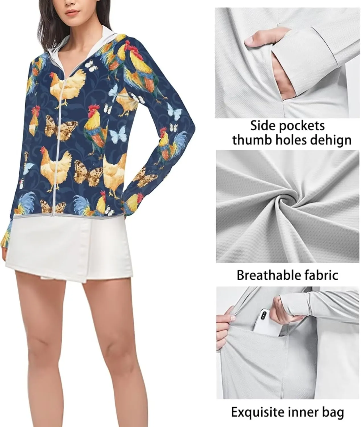 Belidome Long Sleeve Sun Shirt Women UV Protection Hoodie Summer Outdoor Athletic Jacket with Pockets Thumb Holes S-2XL