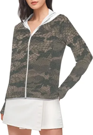Belidome Zip Up Sun Shirt Women Long Sleeve UV Protection Cooling Jacket with Hood Pockets Lightweight Size S-2XL