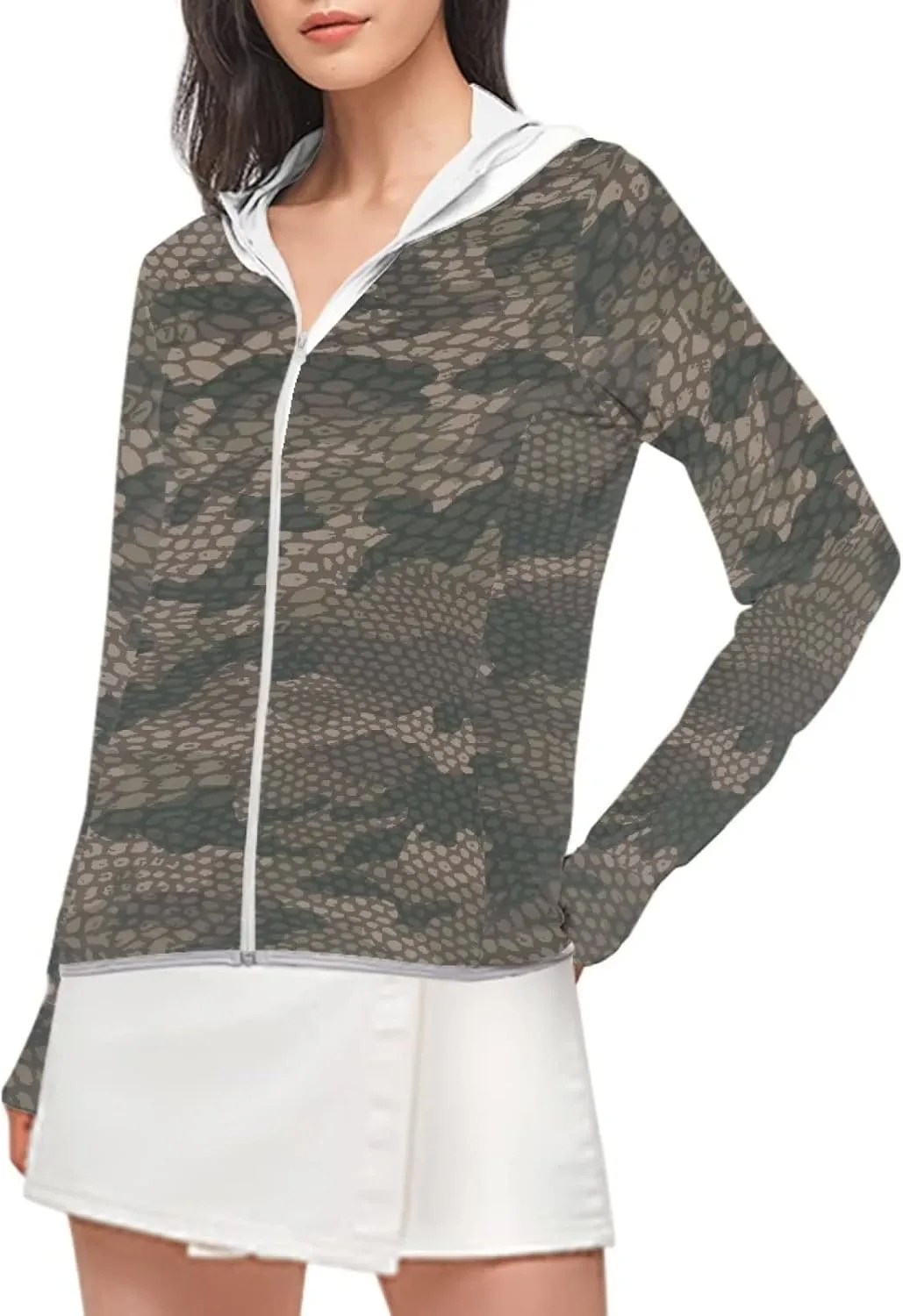 Belidome Zip Up Sun Shirt Women Long Sleeve UV Protection Cooling Jacket with Hood Pockets Lightweight Size S-2XL