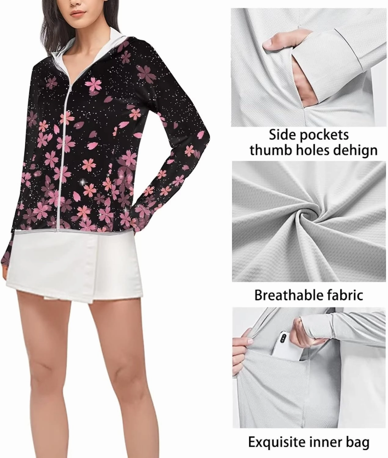 Belidome Shirts for Women UPF 50  Sun Jacket Long Sleeve UV Protection Hooded Summer Sunscreen Clothing Size S-2XL