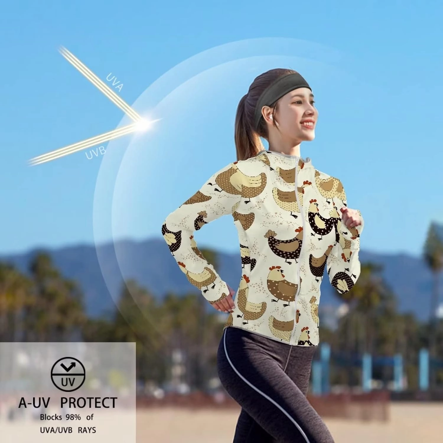 Belidome Zip Up Sun Shirt Women Long Sleeve UV Protection Cooling Jacket with Hood Pockets Lightweight Size S-2XL