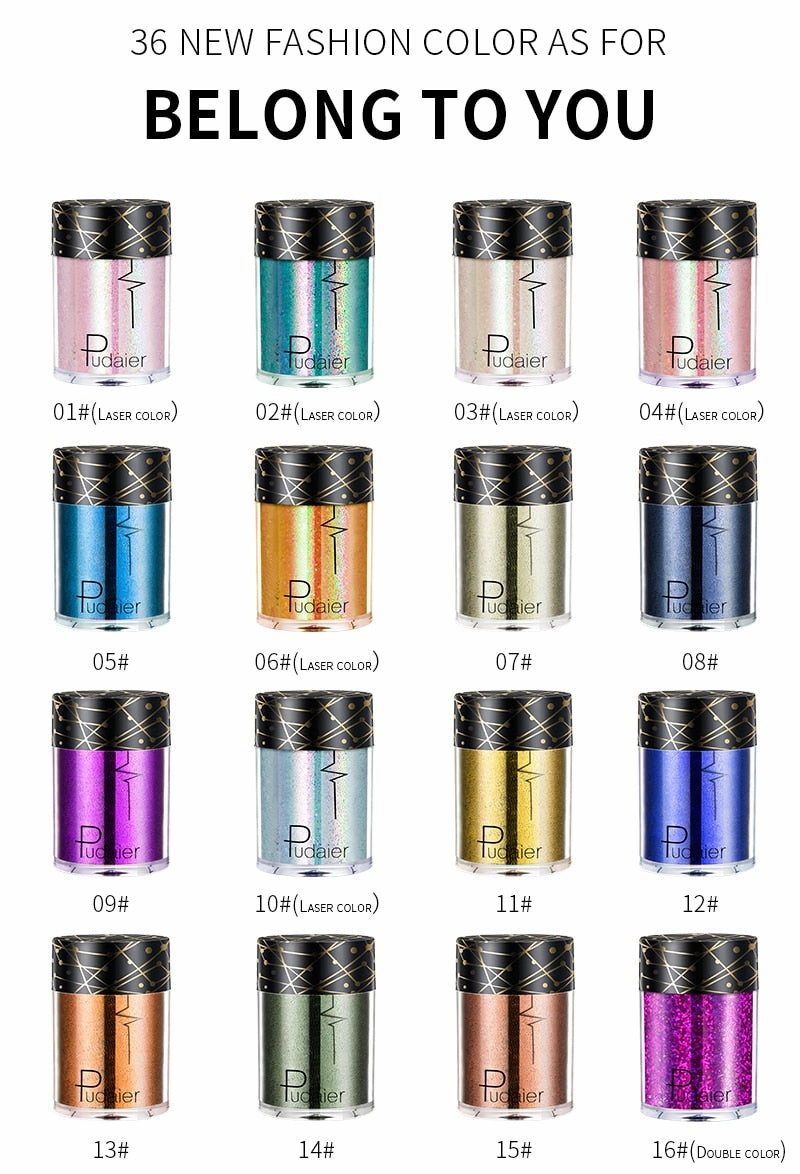 Beyprern 36 Colors Glitter Eyeshadow Waterproof Metallic Diamond Eyeshadow Palette Prismatic Powder Pigment Eye Makeup Cosmetic TSLM2