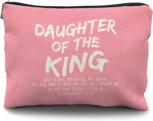 bible verse makeup bag，Daughter of the king makeup bag，christian makeup bag Cosmetic Bag，inspirational gifts for women，christian gifts for women faith，christian gifts for girls(pink)