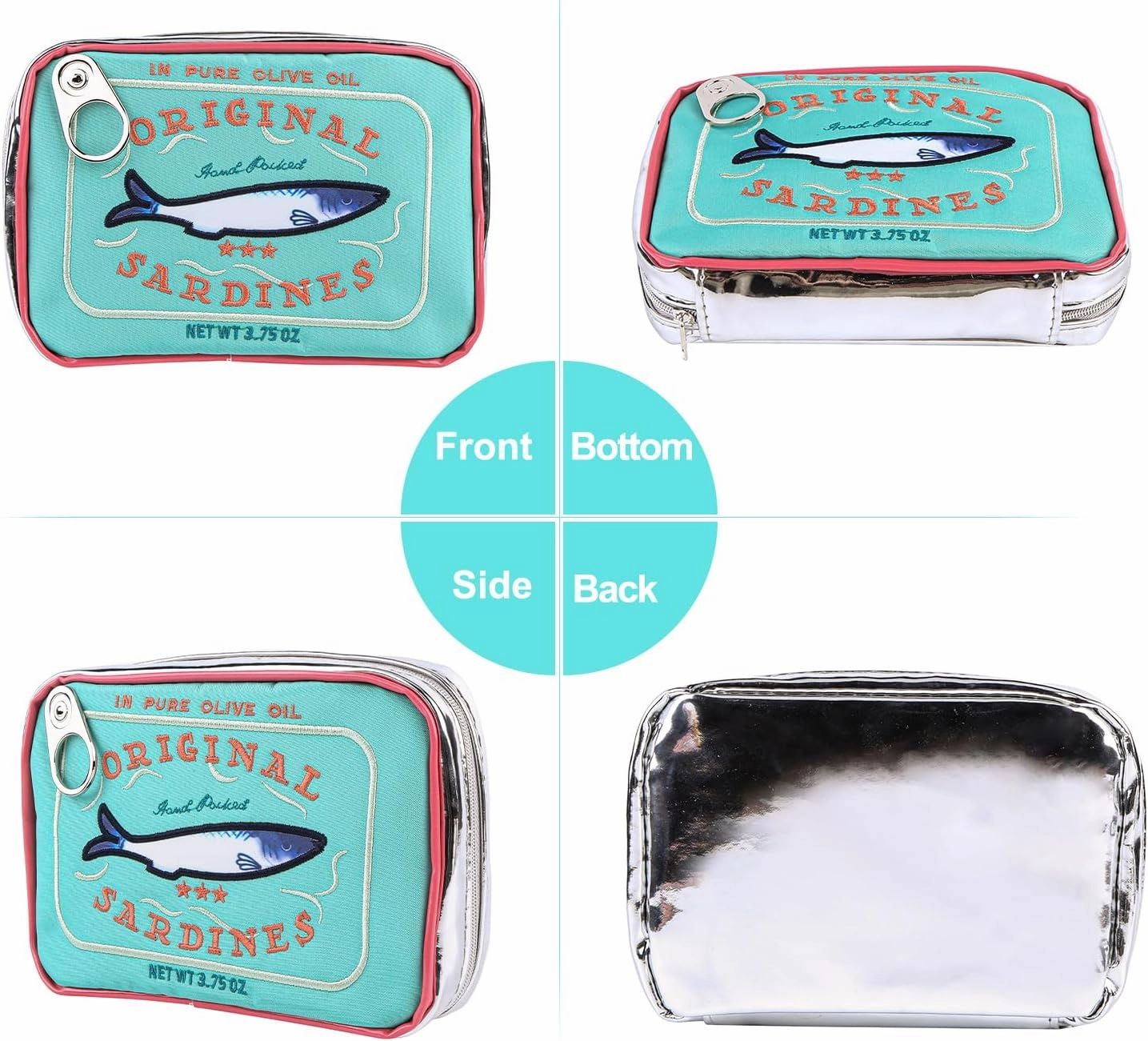Canned Sardines Makeup Bag, Canned Sardines Style Toiletry Bag Cute Travel Bag Creative Cute Makeup Bag Aesthetic Toiletry Bag for Women