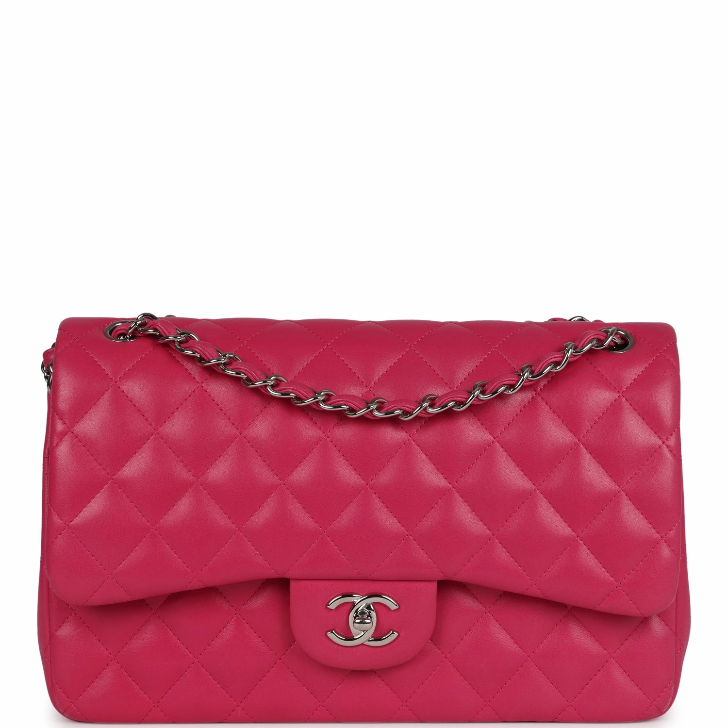 Chanel Jumbo Classic Double Flap Pink Lambskin Silver Hardware