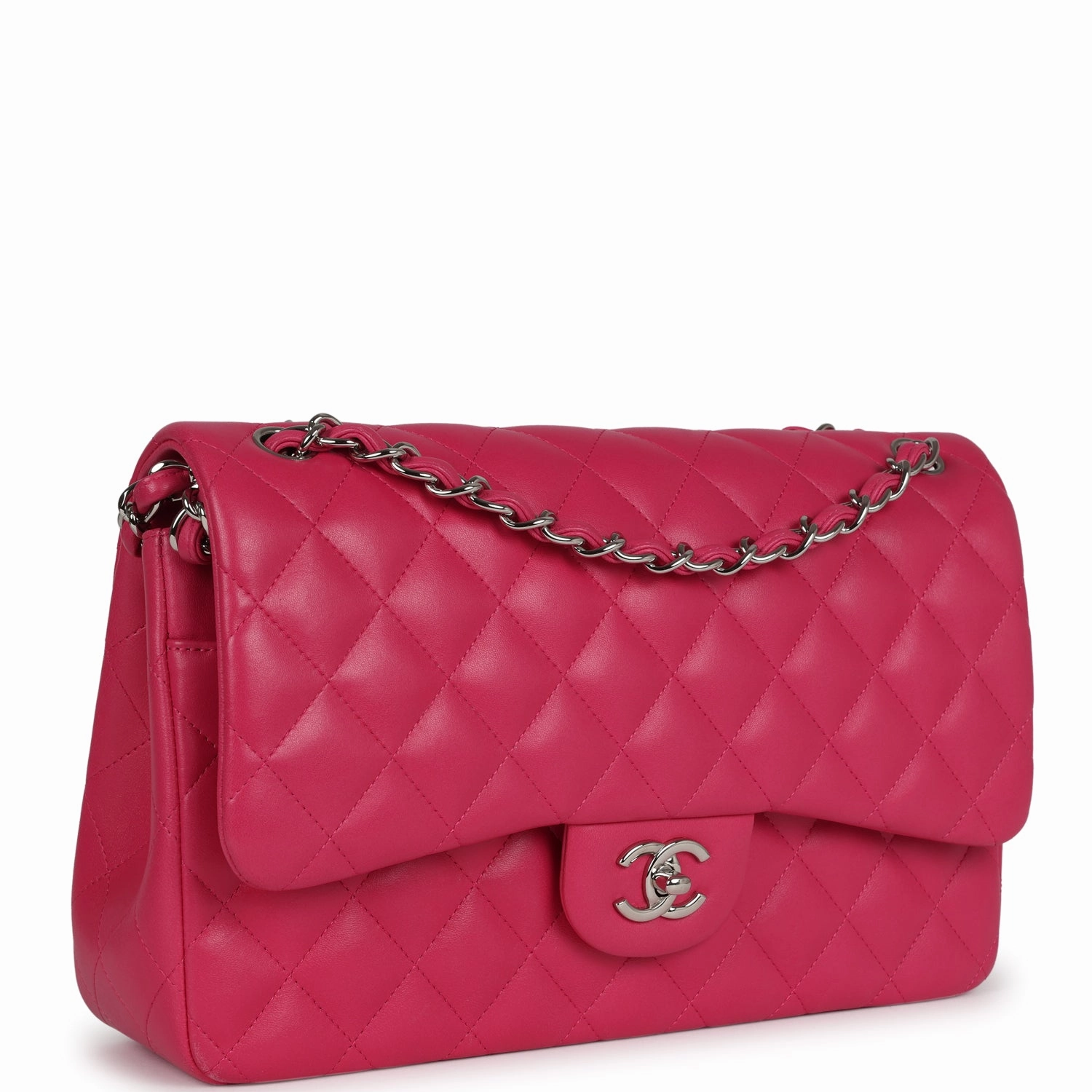 Chanel Jumbo Classic Double Flap Pink Lambskin Silver Hardware