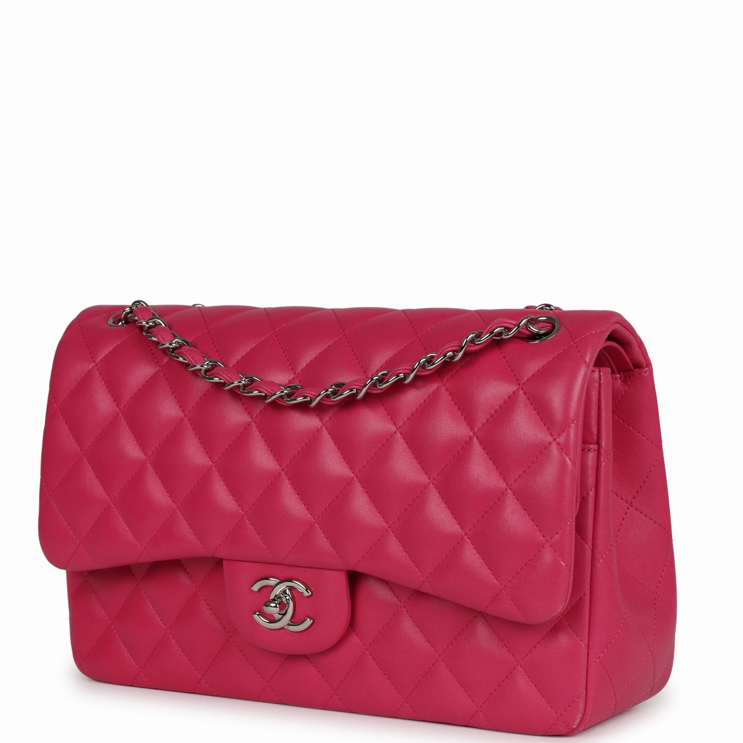 Chanel Jumbo Classic Double Flap Pink Lambskin Silver Hardware