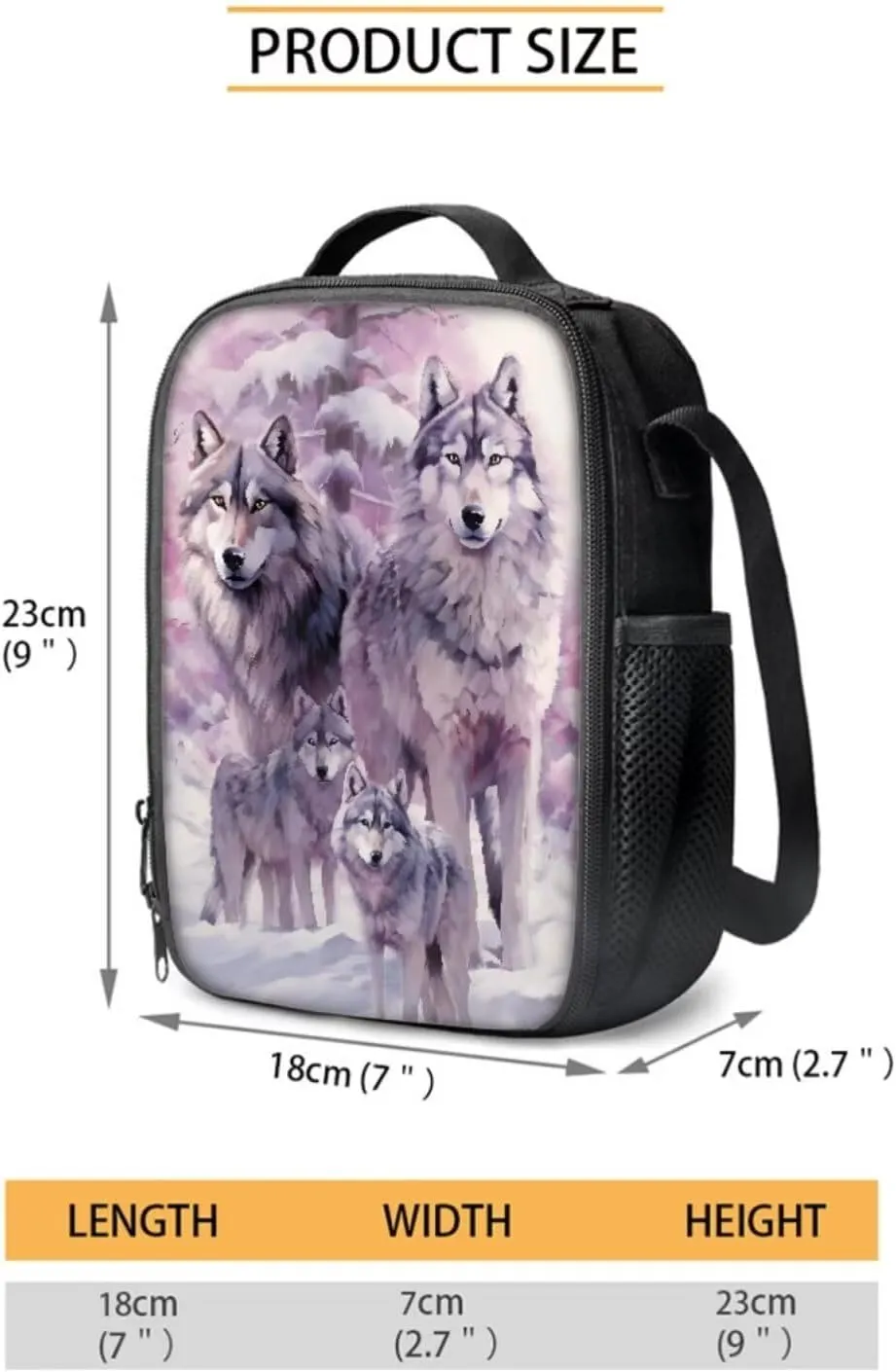 Cool Wolf Backpack Lunch Bag for Boys Kids School Bags Set,Kindergarten/Primary/Elementary Book Bag 16 Inch Pack Pack Lunch Box Pencil Case Bookbag for Teens 8-10/10-12/12-14