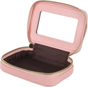 Cosmetic Organizer Case with Mirror - Makeup Travel Bag, Lipstick Storage Bag, Pink Portable Cosmetics Bag for Women, 4.52 x 3.34 x 1.37 inch