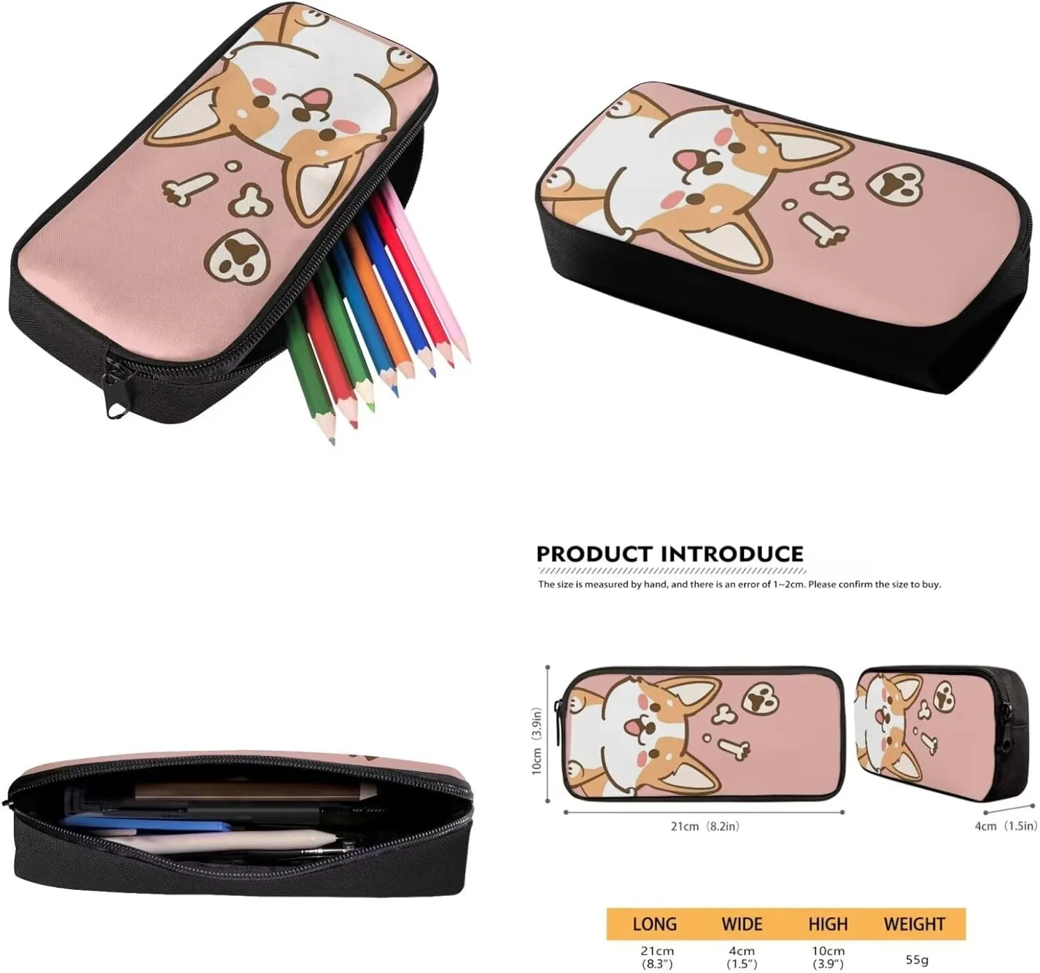 Cute Corgi School Bags for Girls 7-10 10-12 Kids Backpack With Lunch Box and Pencil Case Middle School Bookbag Boys Preschool Kindergarten Children Back Packs Travel Daypack Rucksack 3pcs