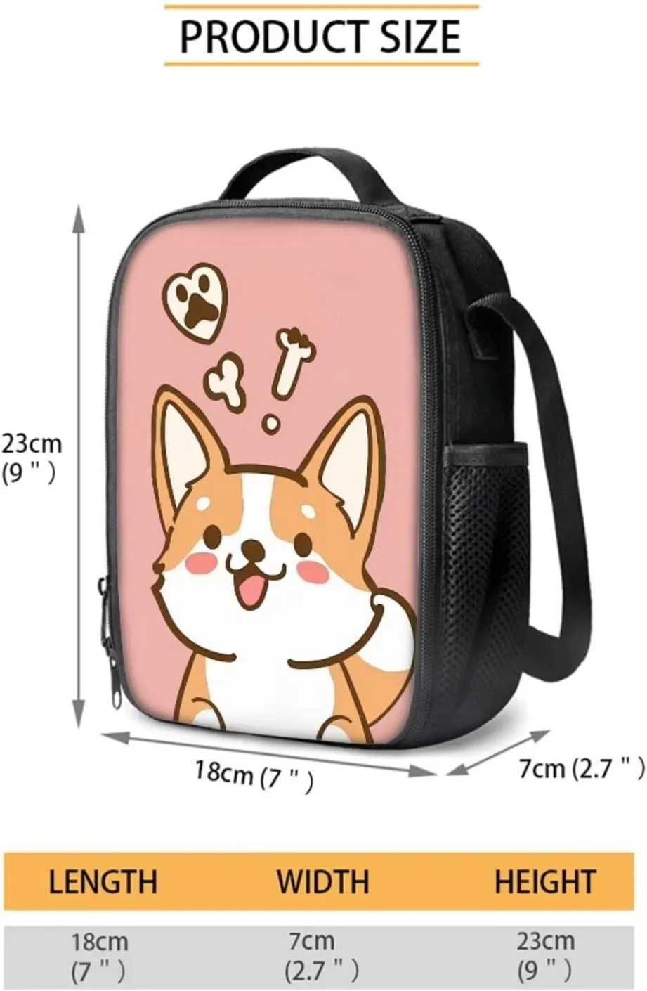 Cute Corgi School Bags for Girls 7-10 10-12 Kids Backpack With Lunch Box and Pencil Case Middle School Bookbag Boys Preschool Kindergarten Children Back Packs Travel Daypack Rucksack 3pcs