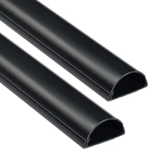 D-Line Half Round Cord Hider, Patented Cable Cover, Hide TV Wall Mount Wires, Raceway for Cords, Decorative Wire Covers, Paintable, Adhesive Cable Concealer, 2X 2in W x 1in H x 39in L, Black