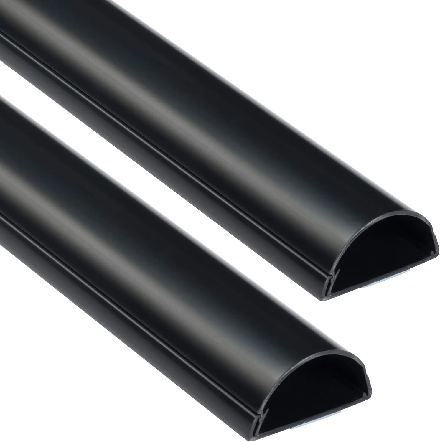 D-Line Half Round Cord Hider, Patented Cable Cover, Hide TV Wall Mount Wires, Raceway for Cords, Decorative Wire Covers, Paintable, Adhesive Cable Concealer, 2X 2in W x 1in H x 39in L, Black