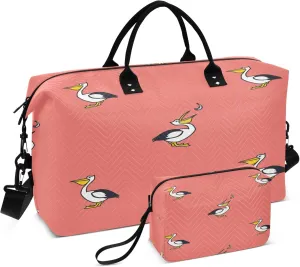 Exnundod Travel Duffel Bags Pelicans and Fish Coral Sports Gym Bag Weekender Carry On Tote Overnight Luggage Bags for Women and Men