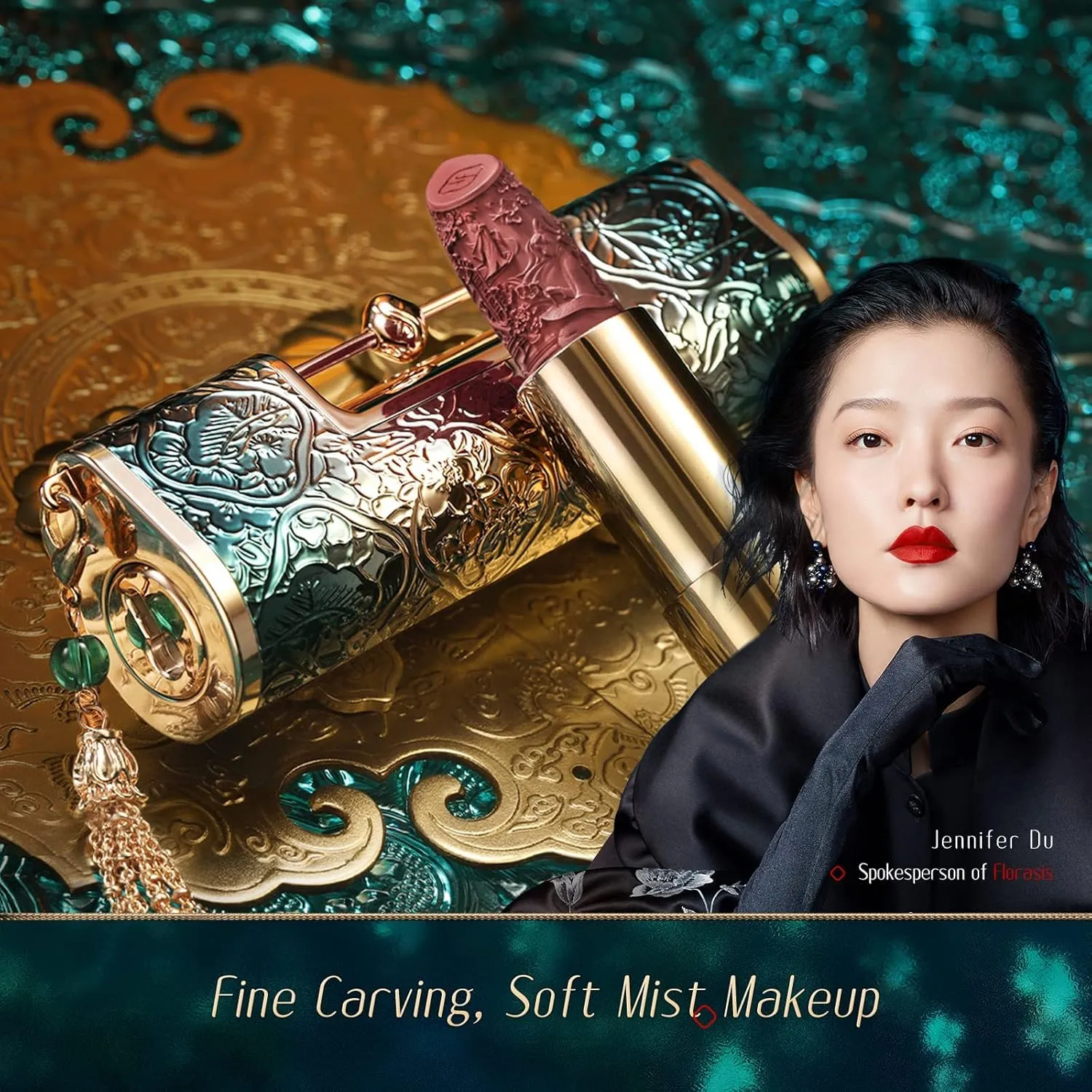 FLORASIS Blooming Rouge Love Lock Lipstick Long-Lasting Sculpting Lipstick Misty Matte Finish Lightweight Nourishing for Everyday Use (M8013 Sunset Embrace)