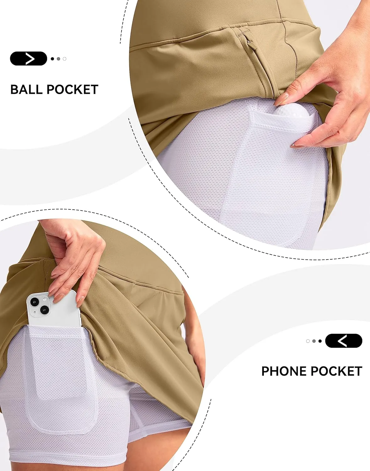 G Gradual Golf Skirts for Women Zipper Pockets High Waisted Skorts for Woman Tennis Athletic Workout Casual Summer