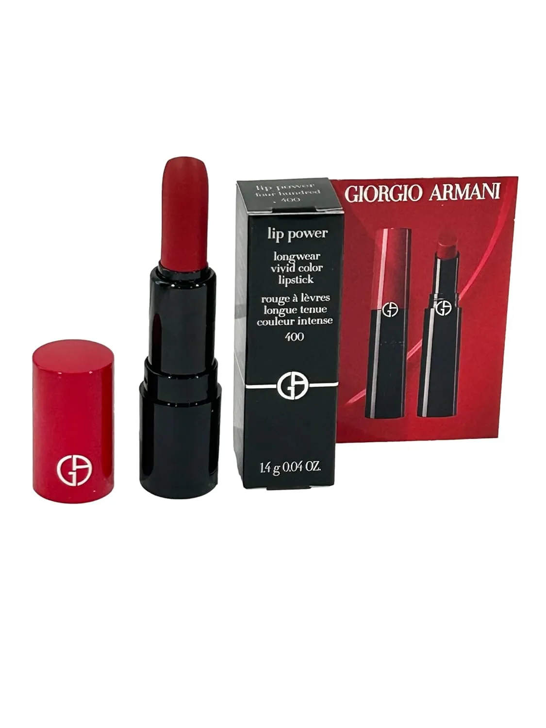 GIORGIO ARMANI Lipstick MINI (red) Lip Power Longwear Vivid Color # 400 (looks RED) - 1.4 g / 0.04 oz (MINI/SMALL/SAMPLE SIZE/TRAVEL SIZE) - 0265