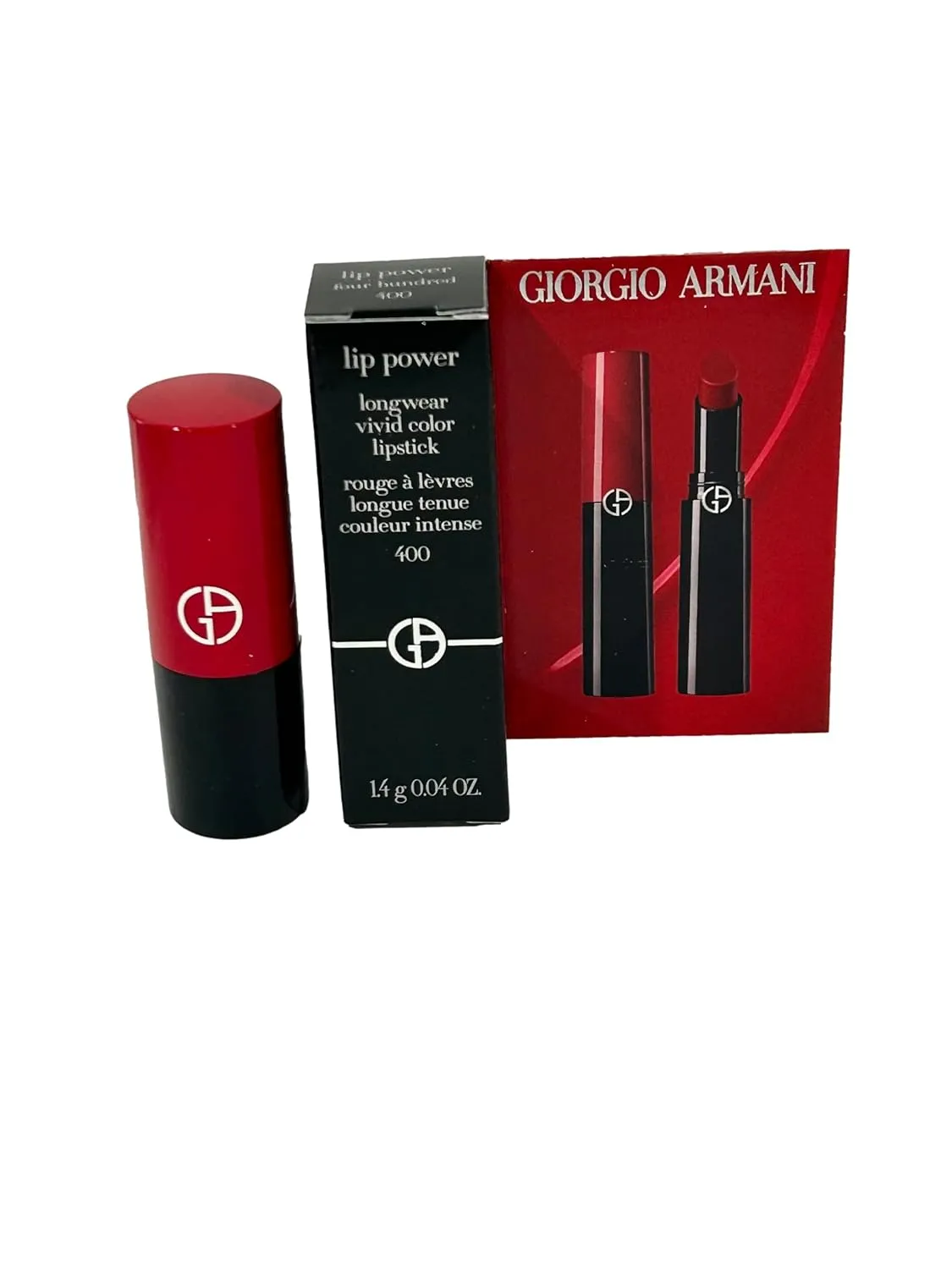 GIORGIO ARMANI Lipstick MINI (red) Lip Power Longwear Vivid Color # 400 (looks RED) - 1.4 g / 0.04 oz (MINI/SMALL/SAMPLE SIZE/TRAVEL SIZE) - 0265