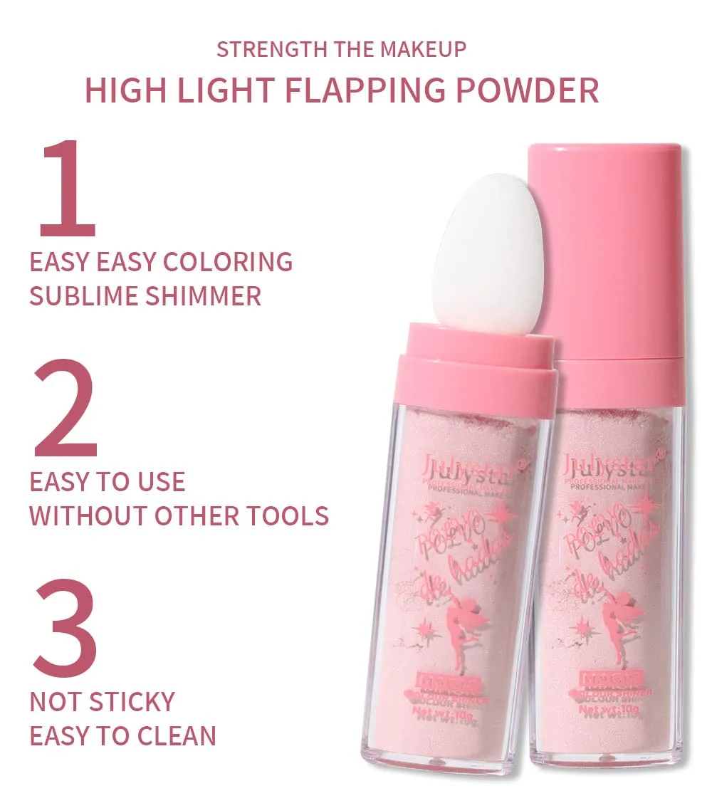 GL-Turelifes Hightlighter Stick Puff Fairy Highlight Powder Glitter Loose Brush Contouring Shimming for Eyes, Face, Body Tiktok Makeup (SetA), 0.32 Ounce (Pack of 1), 1, 0.3175