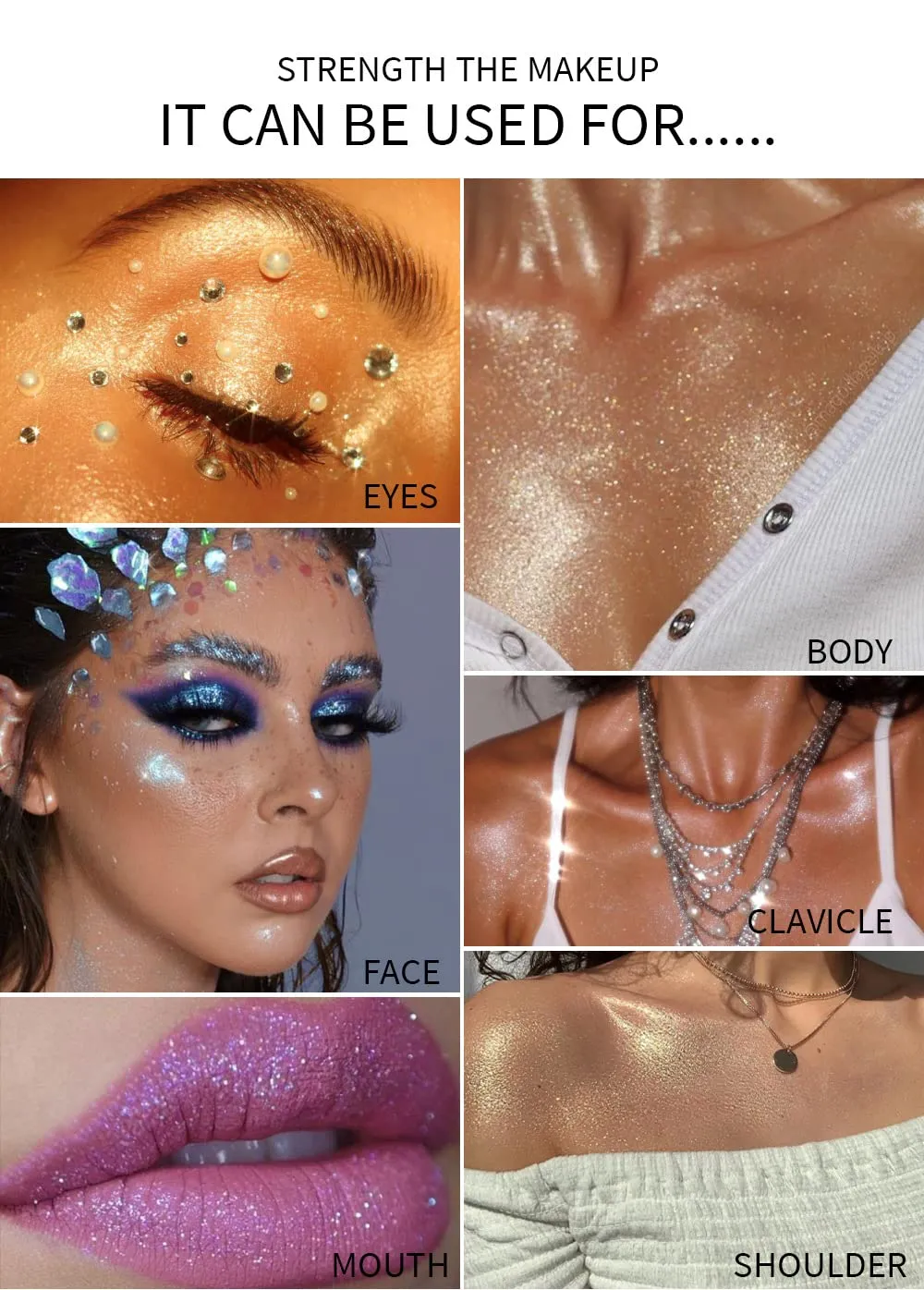 GL-Turelifes Hightlighter Stick Puff Fairy Highlight Powder Glitter Loose Brush Contouring Shimming for Eyes, Face, Body Tiktok Makeup (SetA), 0.32 Ounce (Pack of 1), 1, 0.3175