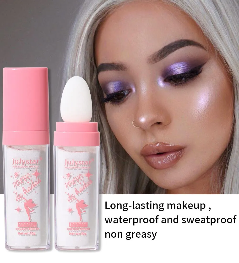 GL-Turelifes Hightlighter Stick Puff Fairy Highlight Powder Glitter Loose Brush Contouring Shimming for Eyes, Face, Body Tiktok Makeup (SetA), 0.32 Ounce (Pack of 1), 1, 0.3175