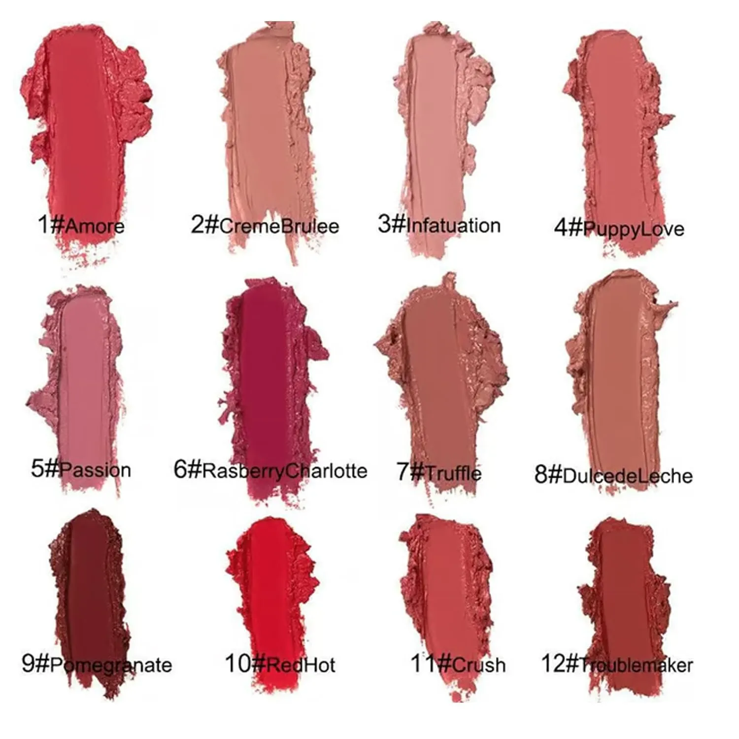 Hailnrothwad Lipstick, Brillo De Labios En Crema De 12 Colores, 12 Colors Cream Texture Lipstick (1#Amore)