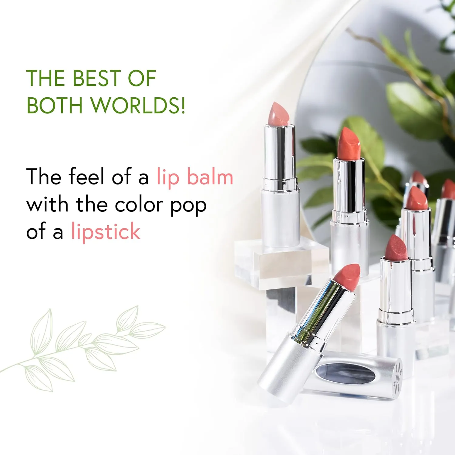 Honeybee Gardens Truly Natural Long Lasting Lipstick, Bermuda, Matte Medium Coral Pink, Naturally Hydrating & Nourishing, Vegan, Gluten-Free & Cruelty-Free, 0.13 oz / 3.8 g