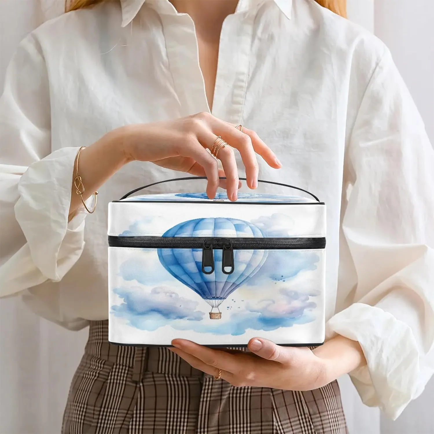 Hot Air Balloon Travel Toiletry Bag Large Capacity Makeup Case Organizer with Handle Cosmetic Case for Women Girls