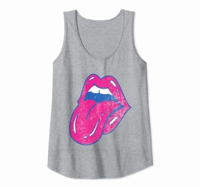 Hot Pink Lips Mouth Hot Pink Tongue Out Trendy Gift Tank Top