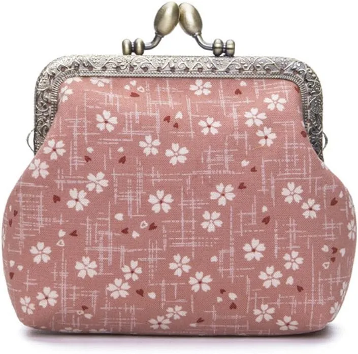 Jan&Dee Women's Sweet Cherry Blossom Exquisite Buckle Coin Purse(Pink)