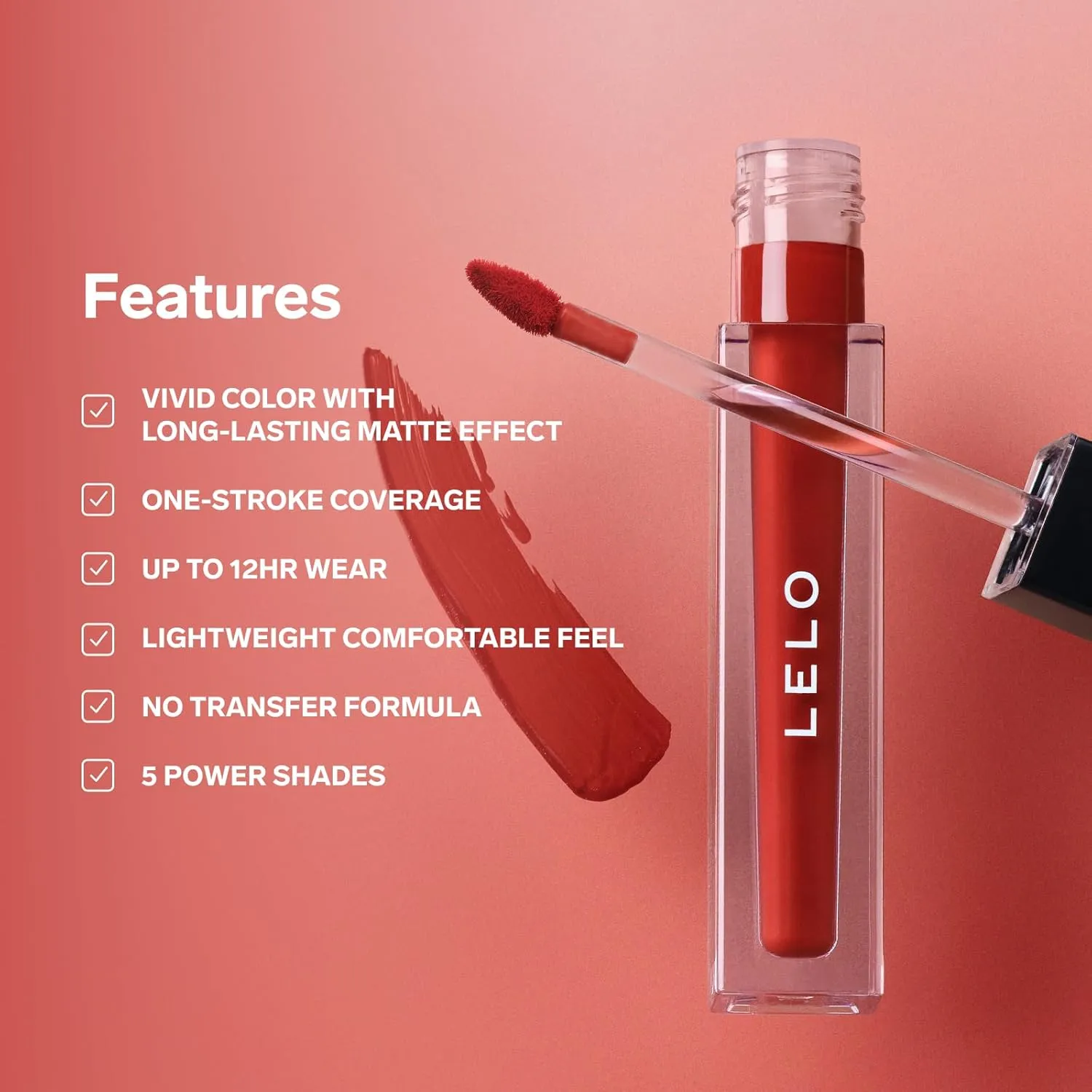 LELO MAKEUP - LIQUID Lipstick - Long Lasting Matte Liquid Lipstick, Kiss Proof Long Lasting Lipstick, Long Wear Lipstick - 09 HOT AF