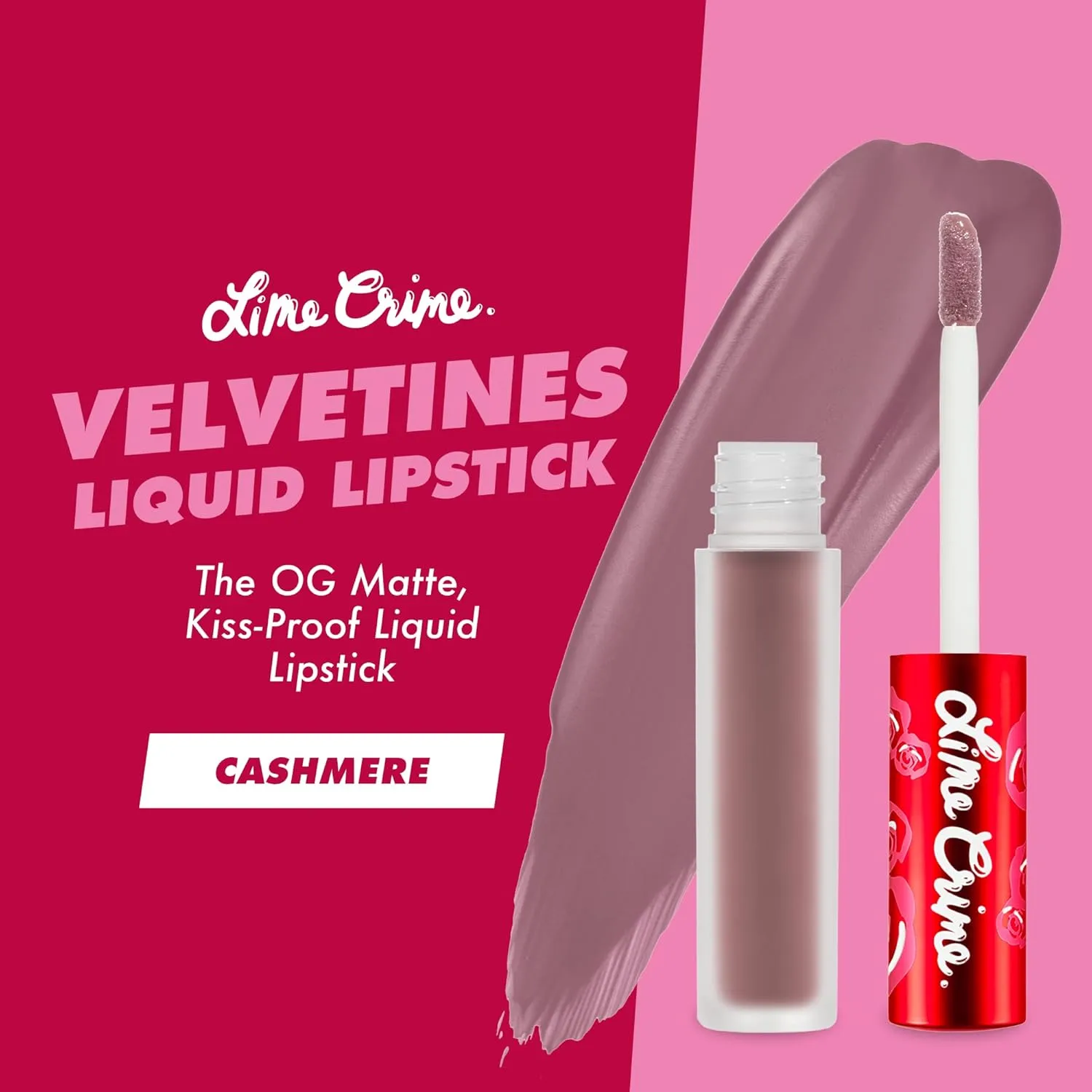 Lime Crime Velvetines Liquid Matte Lipstick, Cashmere - Grey Beige - French Vanilla Scent - Long-Lasting Velvety Matte Lipstick - Won't Bleed or Transfer - Vegan