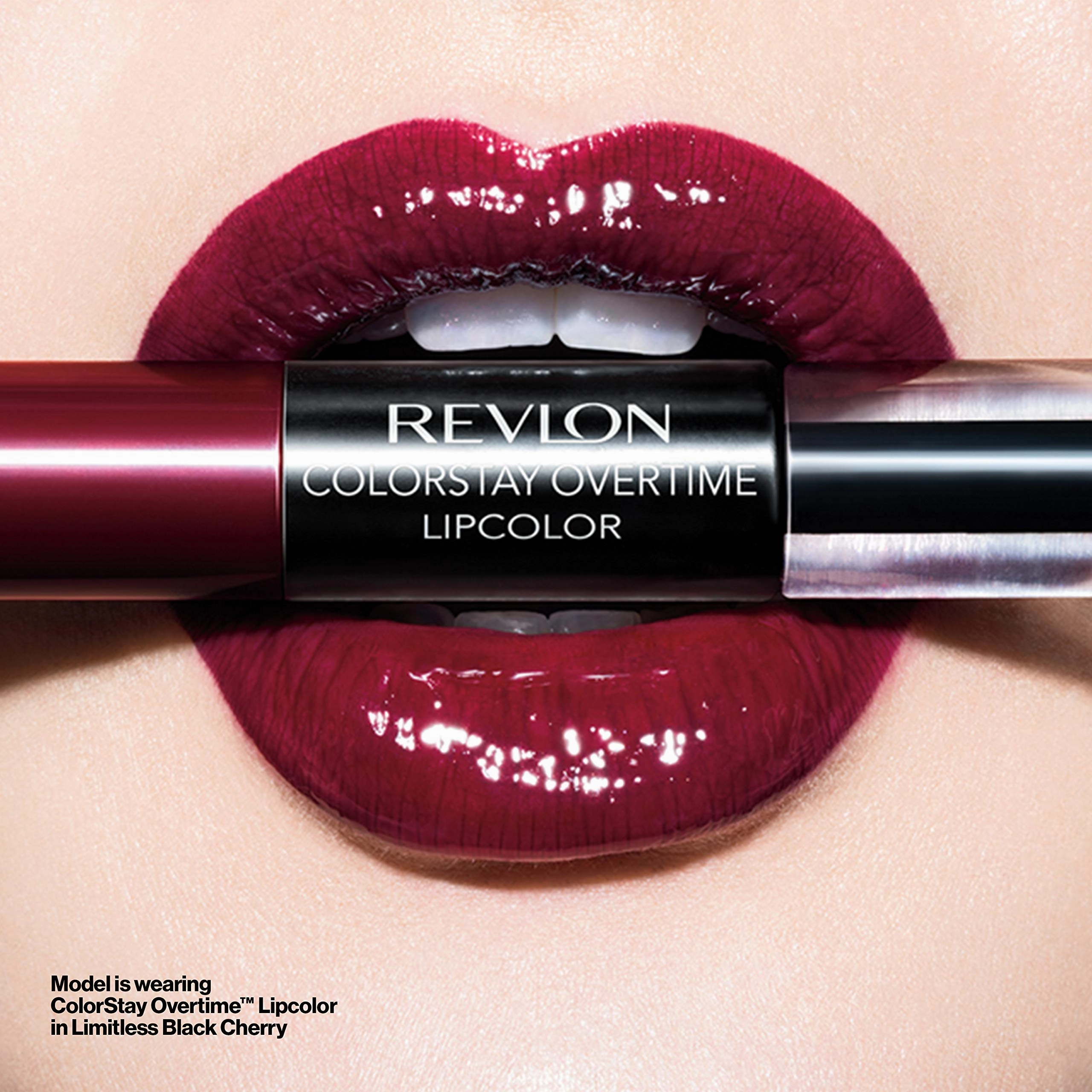 Liquid Lipstick with Clear Lip Gloss by Revlon, ColorStay Face Makeup, Overtime Lipcolor, Dual Ended with Vitamin E in Plum / Berry, Always Siena (380), 0.07 Oz