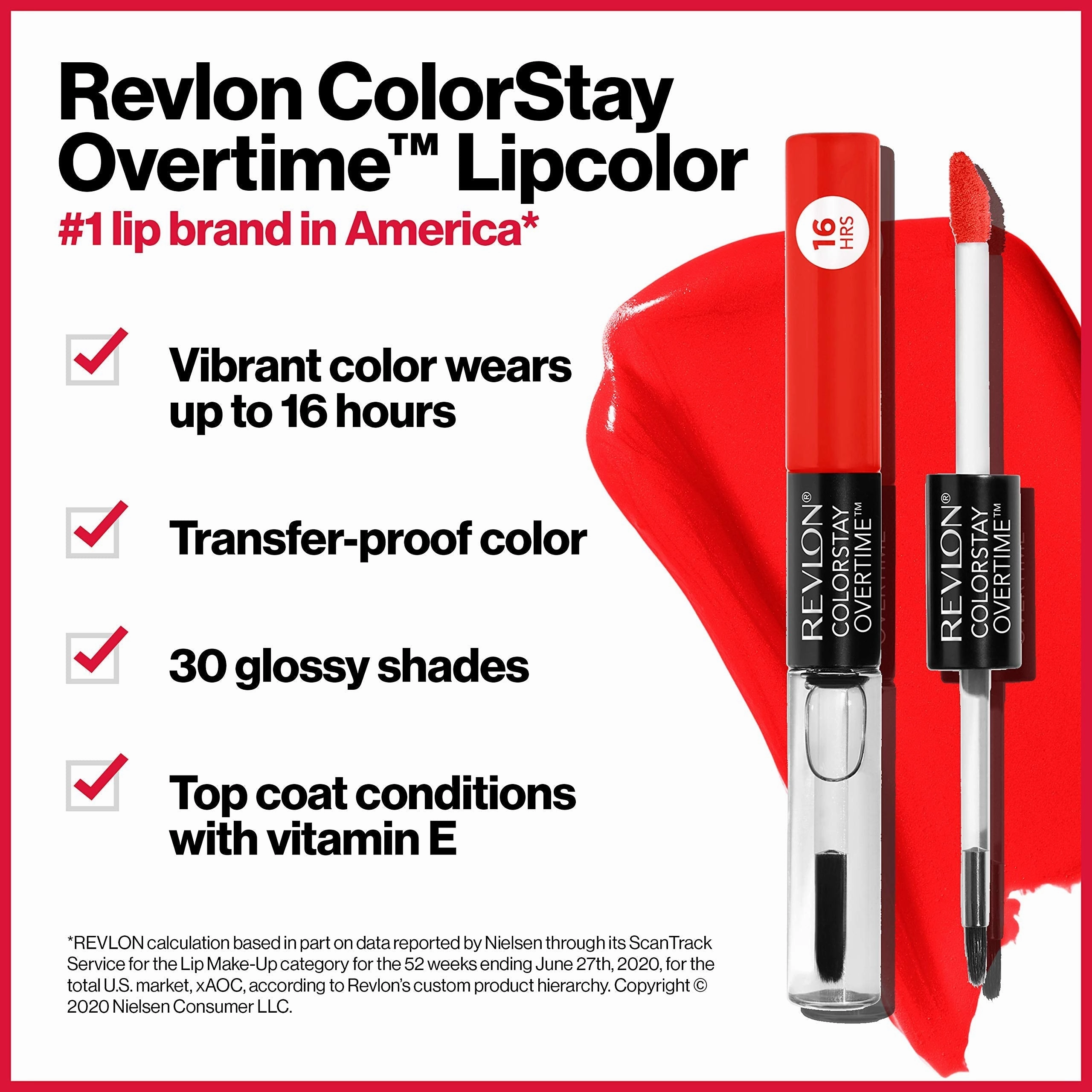Liquid Lipstick with Clear Lip Gloss by Revlon, ColorStay Face Makeup, Overtime Lipcolor, Dual Ended with Vitamin E in Plum / Berry, Always Siena (380), 0.07 Oz