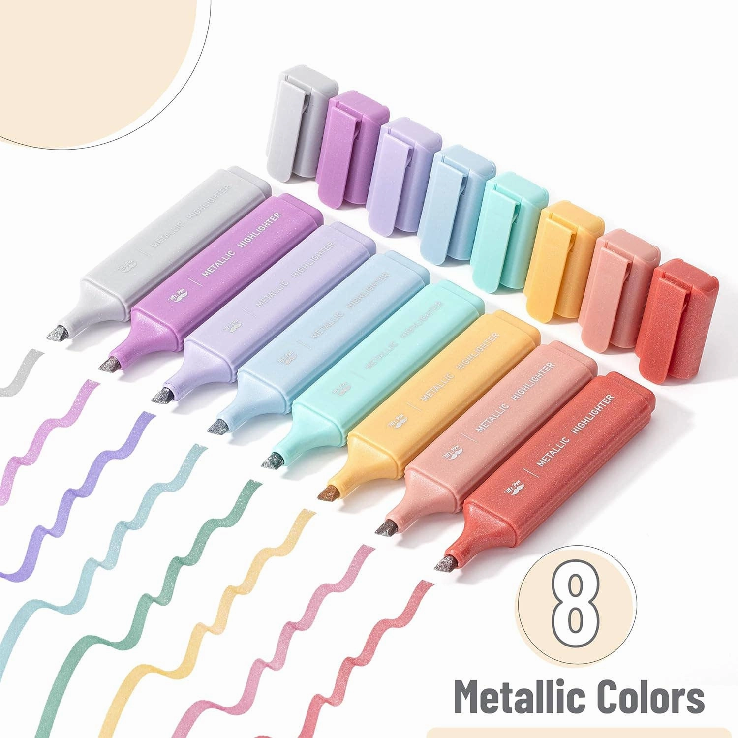 Mr. Pen Glitter Highlighters, 8 Pack